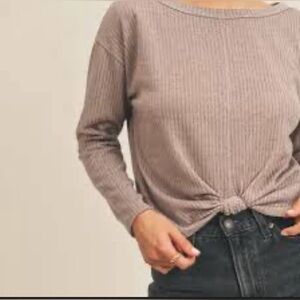 Knotted Ribbed Long Sleeve Top (NWT)